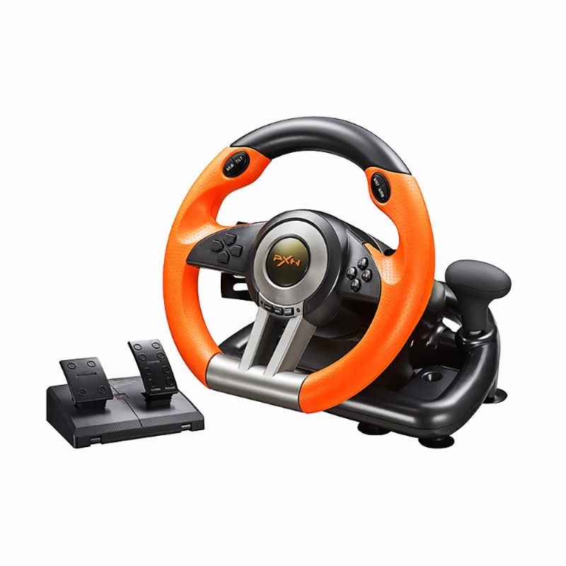 Photo 1 of PXNV3II PC Racing Wheel, 180 Degree Universal Usb Car Racing Game Steering Wheel with Pedal for Windows PC, PS3, PS4, Xbox One,Xbox Series S/X, Nintendo Switch(Orange)
