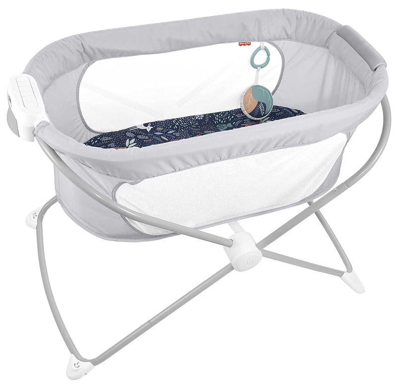 Photo 1 of Fisher-Price Soothing View Vibe Bassinet – Moonlight Forest Folding Portable Baby Cradle for Newborns and Infants
