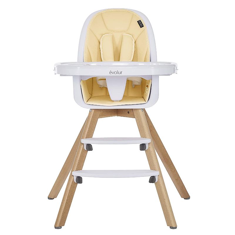 Photo 1 of Evolur Zoodle 2-in-1 High Chair I Booster Feeding Chair I Modern Design I Toddler Chair I Removable Cushion I Adjustable Tray I Baby, Infant, and Toddler in Yellow
