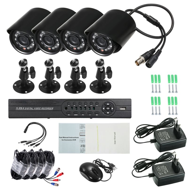 Photo 1 of 1080P Security Camera System, Vinsic 4PCS Home Security Cameras 4CH 1.0MP CMOS Lens DVR + 1500TVL Security Camera
