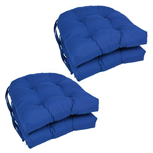 Photo 1 of Blazing Needles Solid Twill U-Shaped Tufted Chair Cushions (Set of 4)