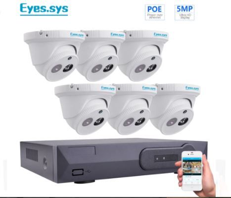 Photo 1 of 6pcs Full 5mp Array Led Dome Camera 8CH Poe NVR Systemcomplete and new