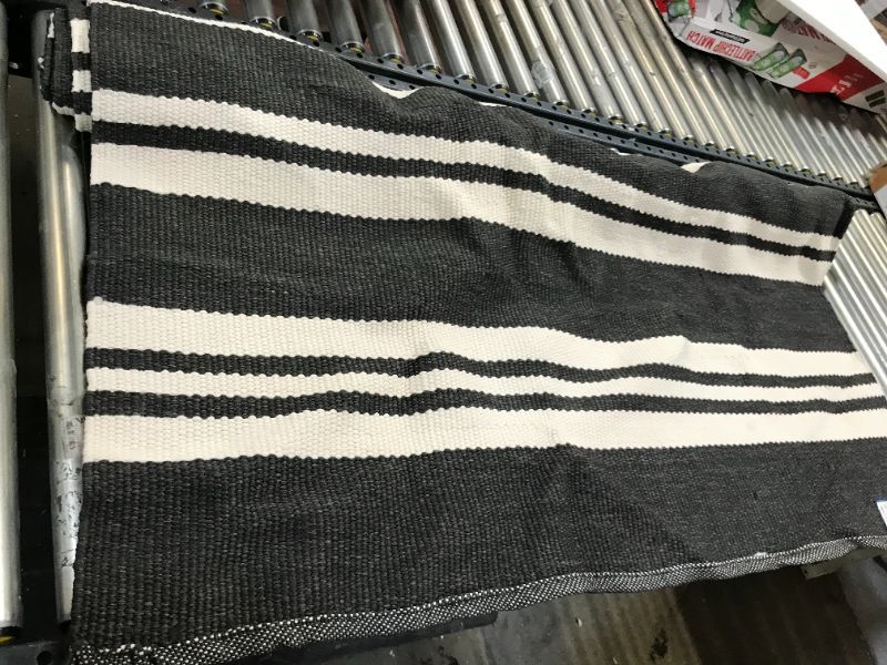 Photo 2 of 5' x 7' Outdoor Rug Black Stripe - Threshold™ designed with Studio McGee