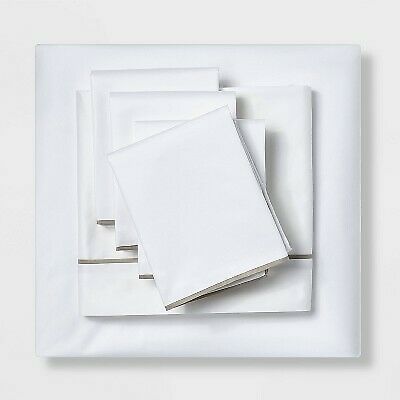 Photo 1 of 100 percent cotton sateen threshold signature hotel border frame sheet set 600 count thread full size