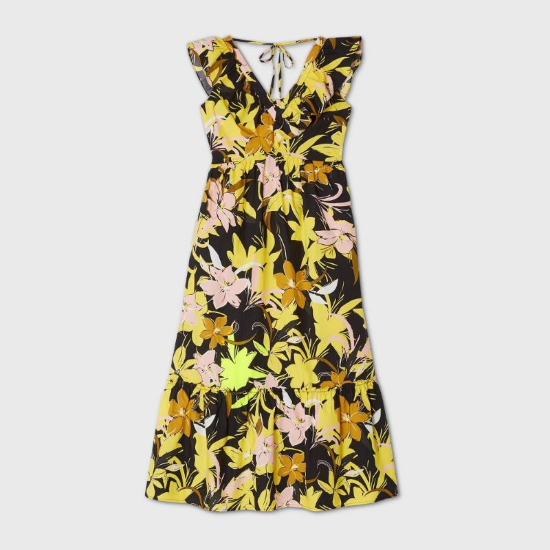 Photo 1 of Women's Floral Print Sleeveless Low Back Dress - Who What Wear size medium