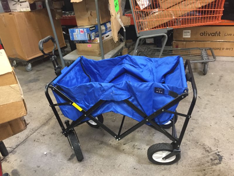 Photo 2 of Mac Sports Collapsible Folding Steel Frame Outdoor Garden Utility Wagon, Blue