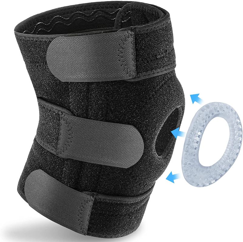 Photo 1 of 2pack----Knee Brace for Knee Pain Women Men Compression Knee Brace with Side Stabilizers Gel Pad Adjustable Knee Support Sleeves for Meniscus Tear ACL Arthritis -SIZE M