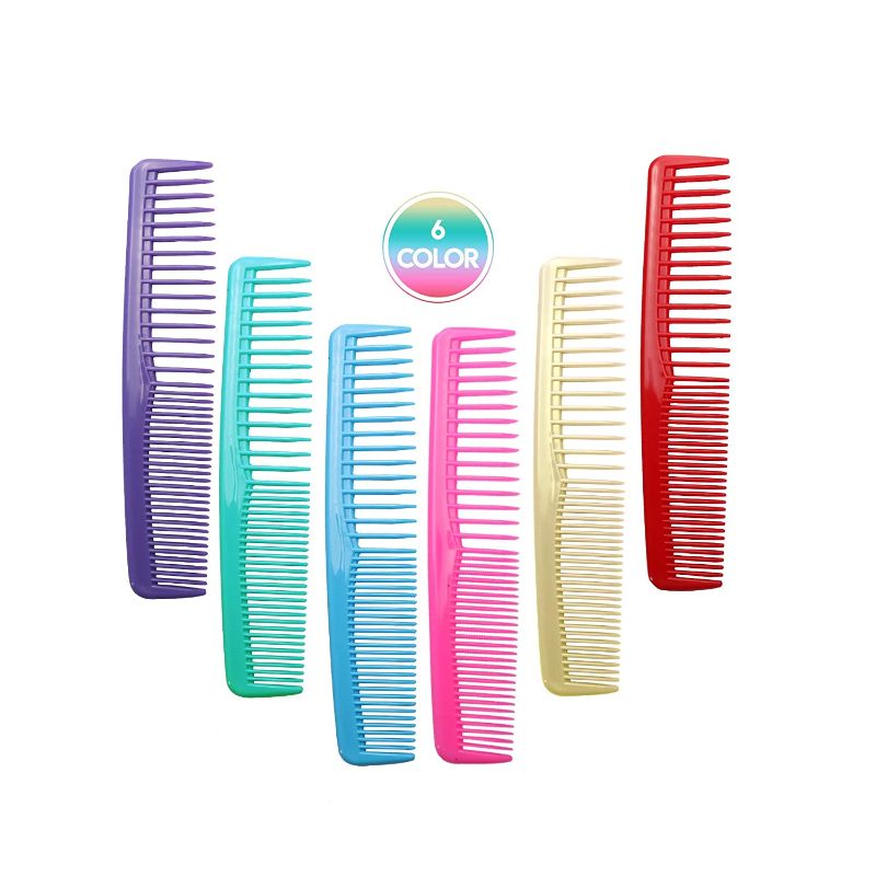 Photo 1 of 7PACK--42COUNT--QITIMIR Colorful Hair Comb Set 6 Colors in Pack, Hair Combs For Women and Men and Kids, Detangler Comb, Wide Tooth Combs, Ideal For Cutting