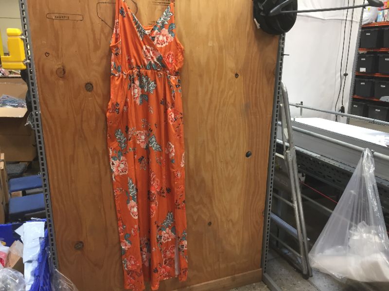 Photo 1 of floral women casual long dress orange SIZE XL