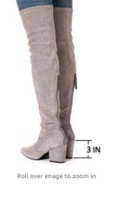 Photo 2 of (Chinese Size 41-USA7.5)(3pack)  Gray Women Boots Winter Over Knee Long ,Comfort Square Heels 
