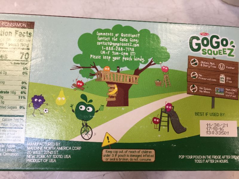 Photo 2 of gogo squeez variety pack (10aple )(10 cinnamon)  exp date 11-30-2021