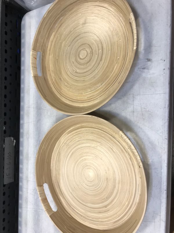 Photo 3 of 2 pieces--16" Bamboo Spun Serving Tray - Opalhouse™