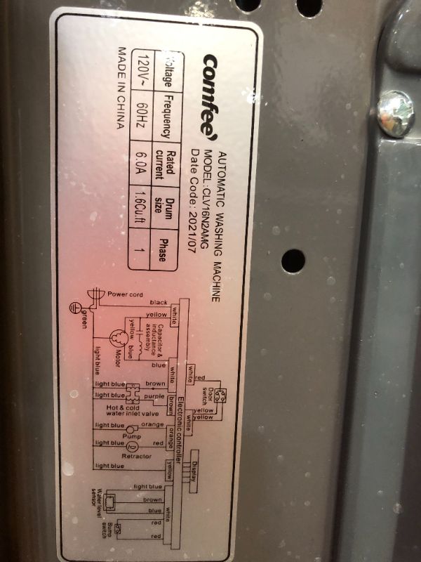 Photo 8 of used--COMFEE’ 1.6 Cu.ft Portable Washing Machine, 11lbs Capacity Fully Automatic Compact Washer with Wheels, 6 Wash Programs Laundry Washer with Drain Pump, Ideal for Apartments, RV, Camping, Magnetic Gray
