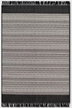 Photo 1 of 5ft by 7ft Outdoor Rug Striped Fringe Black - Project 62™