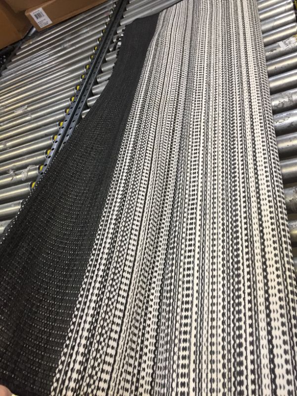 Photo 3 of 5ft by 7ft Outdoor Rug Striped Fringe Black - Project 62™