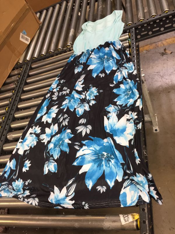 Photo 1 of Vincent and July Mommy and Me Matching Dress Mother Daughter Floral Tank Maxi Outfits Sleeveless Family Long Dress Size Adult XL Blue