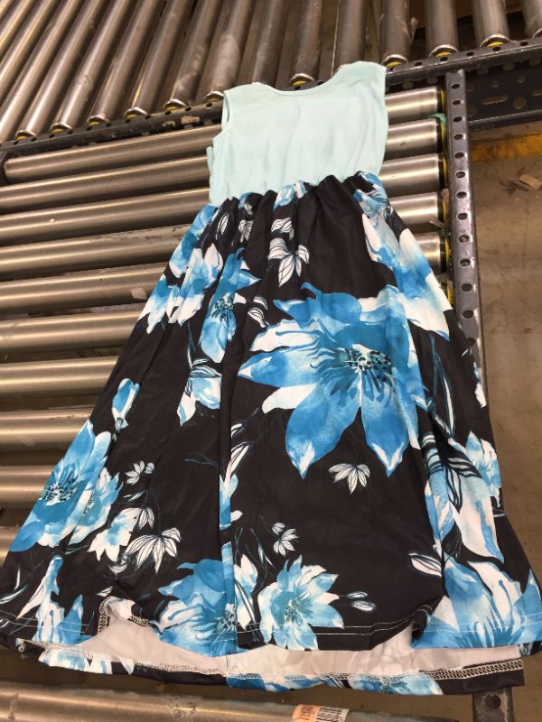 Photo 1 of Vincent and July Mommy and Me Matching Dress Mother Daughter Floral Tank Maxi Outfits Sleeveless Family Long Dress Size Kids XXL Blue