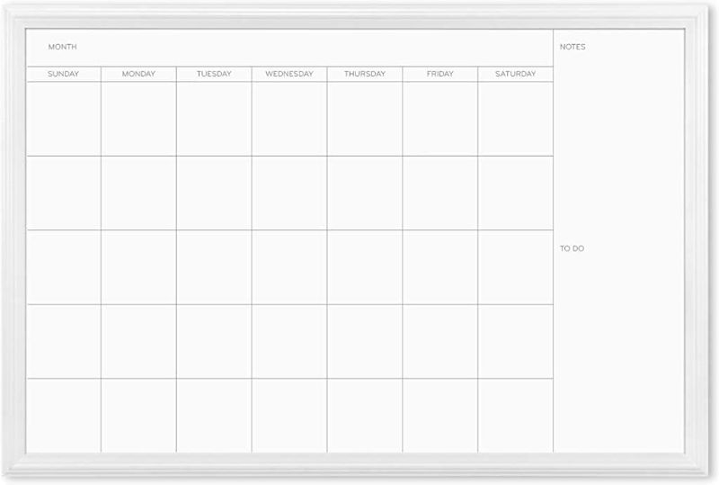 Photo 1 of U Brands Magnetic Dry Erase Calendar Board, 20 x 30 Inches, White Wood Frame