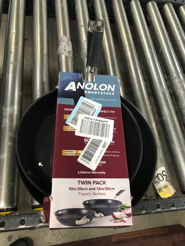 Photo 2 of Anolon SmartStack Hard-Anodized Nesting Skillet Set, 2-Piece, Black