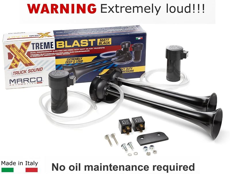 Photo 1 of Marco Xtreme Blast Electric Horn – Italian Tuck Accessories – Extremely Loud Car Horn – Comes with Dual Compressor – 120 dB Loud Truck Horn for Improved Safety