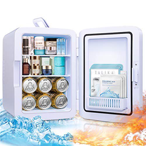 Photo 1 of Firares Rapid Cooling 10 Liter/12 Can Mini Fridge for Bedroom, Protable Skincare Fridge for Makeup, Foods, Medications, Breast Milk, Mini Refrigerator for Office and Car Cooler and Warmer (White)