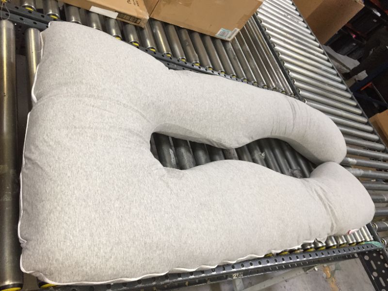 Photo 1 of AngQi Full Body Pregnancy Pillow, U Shaped Maternity Pillow for Back Pain Relief and Pregnant Women, with Body Pillow Jersey Cover, 60-inch, Grey Jersey