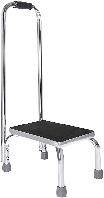 Photo 1 of aunn Medical Foot Step Stool with Handle and Anti Skid Rubber Platform, Lightweight and Sturdy Stool for Children, Adults and Seniors, Chrome