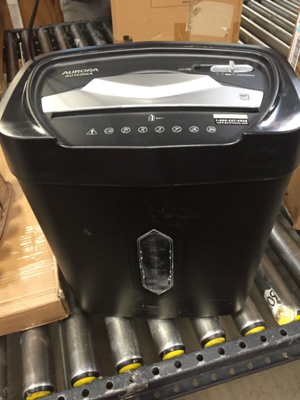 Photo 3 of Aurora AU1230XA Anti-Jam 12-Sheet Crosscut Paper and Credit Card Shredder with 5.2-gallon Wastebasket