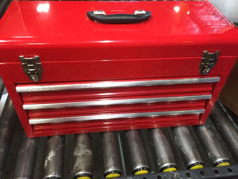 Photo 4 of BIG RED ANTBD133-XB Torin 20" Portable 3 Drawer Steel Tool Box with Metal Latch Closure