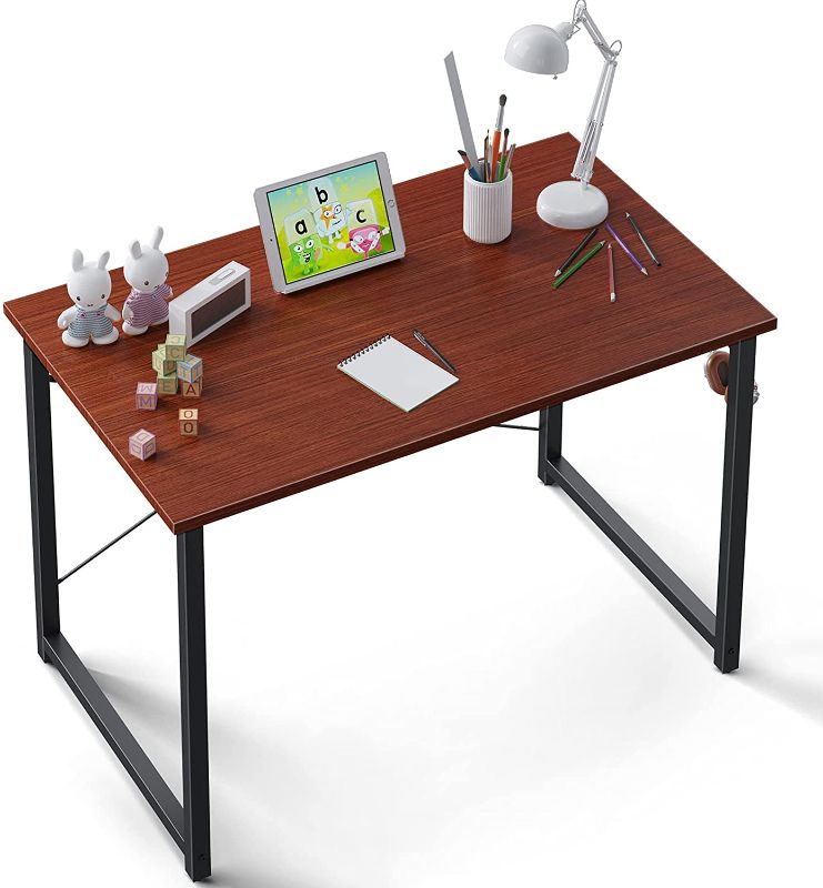 Photo 1 of ODK Computer Small Kids Writing Desk 31 inch,Work Study Home Office Desk for Small Space, Work Desk with A Storage Bag and Headphone Hook, Teak