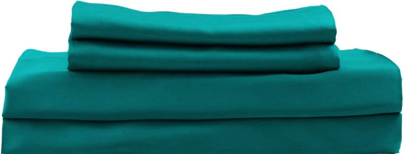 Photo 1 of Hotel Sheets Direct Bamboo Bed Sheet Set 100% Viscose from Bamboo Sheet Set (Queen, Sea Teal)