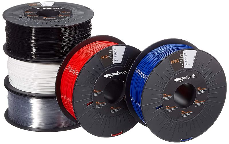 Photo 1 of Amazon Basics PETG 3D Printer Filament, 1.75mm, 5 Assorted Colors, 1 kg per Spool, 5 Spools