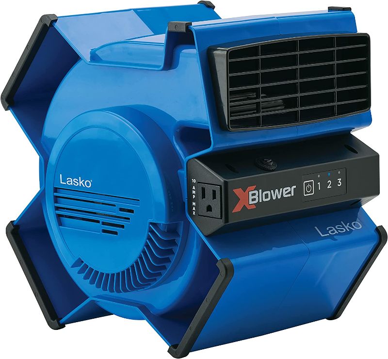 Photo 1 of Lasko High Velocity X-Blower Utility Fan for Cooling, Ventilating, Exhausting and Drying at Home, Job Site and Work Shop, Blue