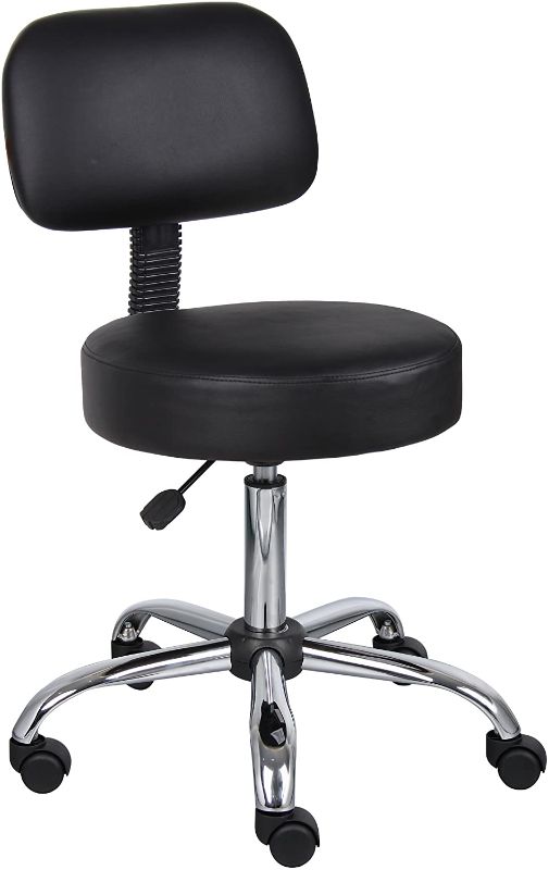 Photo 1 of Boss Office Products Be Well Medical Spa Stool with Back in Black