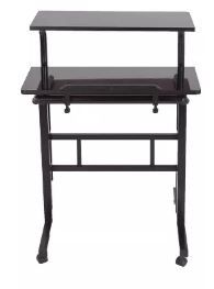 Photo 1 of 2 Tier Mobile Standing Desk with Platform Black - Mind Reader