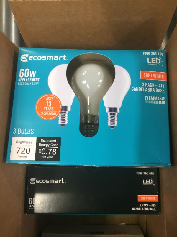 Photo 3 of 60-Watt Equivalent A15 Dimmable Appliance Fan Frosted Glass Filament LED Vintage Edison Light Bulb Soft White (3-Pack)