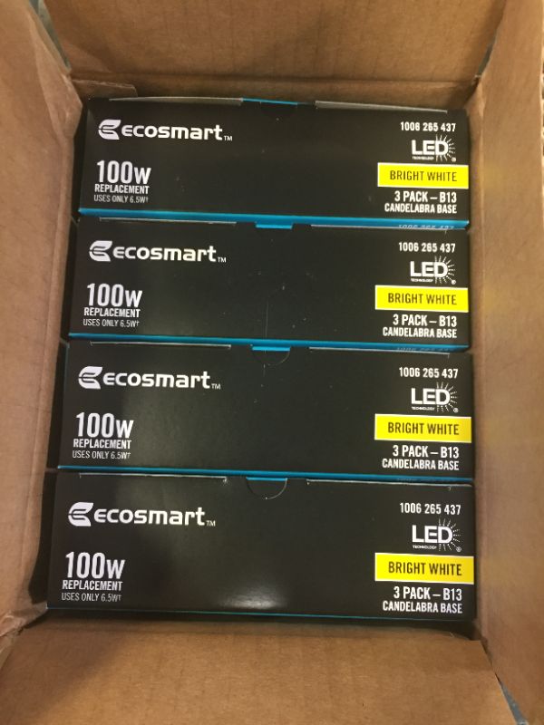 Photo 3 of 100-Watt Equivalent B13 Dimmable Blunt Tip Clear Glass Filament LED Vintage Edison Light Bulb Bright White (3-Pack) 4 Boxes