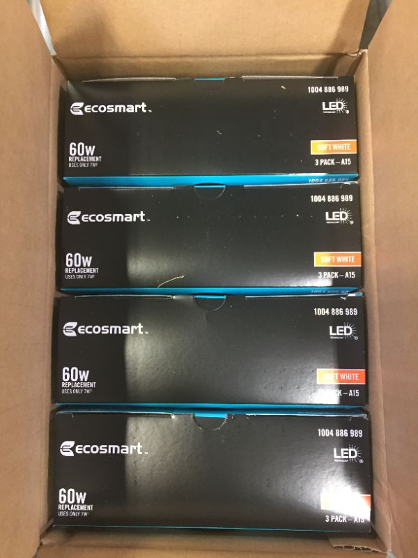 Photo 2 of 60-Watt Equivalent A15 Dimmable Clear Glass Decorative Filament LED Vintage Edison Light Bulb Soft White (3-Pack) 4 Boxes