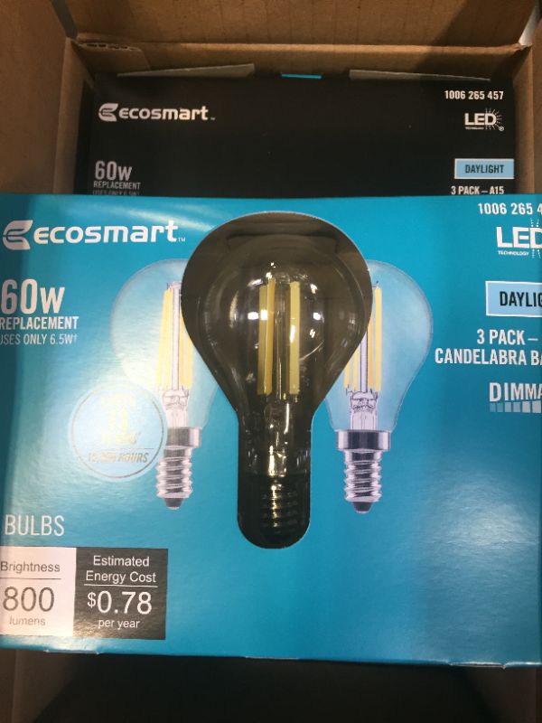 Photo 3 of 60-Watt Equivalent A15 Dimmable Appliance Fan Clear Glass Filament LED Vintage Edison Light Bulb Daylight (3-Pack)