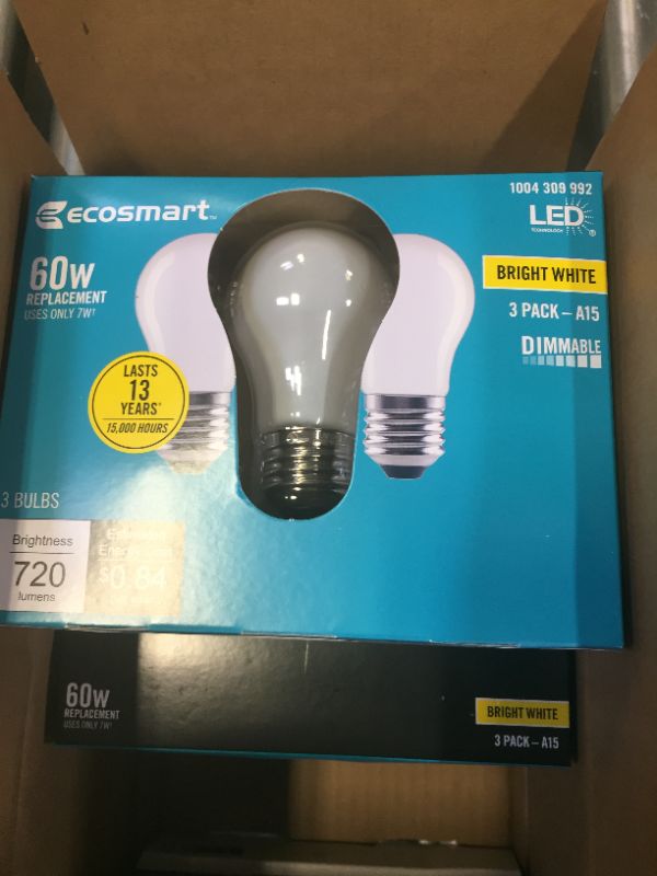 Photo 2 of 60-Watt Equivalent A15 Dimmable Frosted Glass Filament LED Vintage Edison Light Bulb Bright White (3-Pack) 4 Boxes 