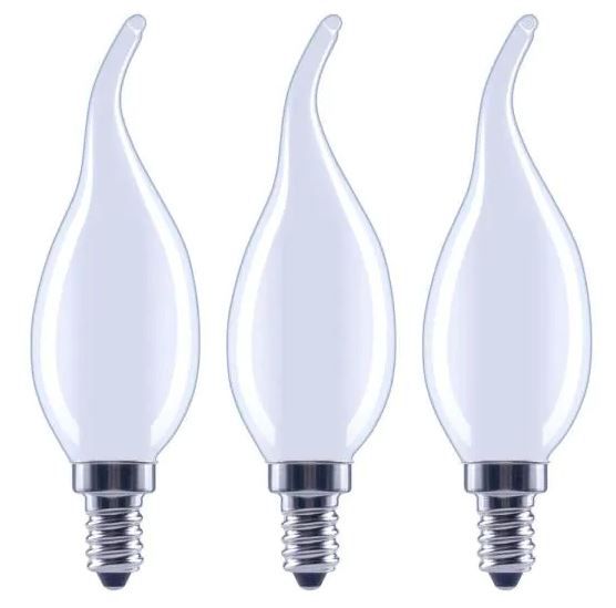 Photo 1 of 60-Watt Equivalent B11 Dimmable Flame Bent Tip Frosted Glass Filament LED Vintage Edison Light Bulb Bright White(3-Pack) 4 Boxes