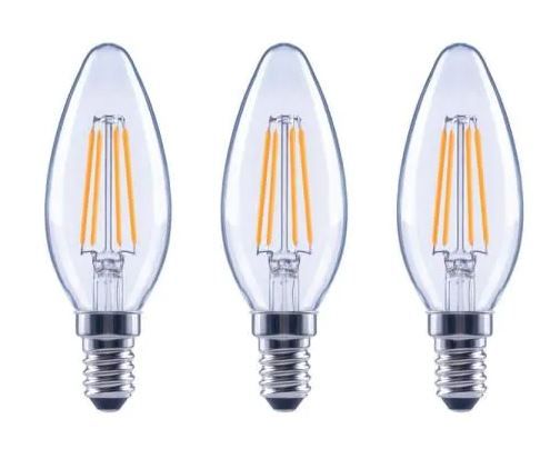 Photo 1 of 60-Watt Equivalent B11 Dimmable ENERGY STAR Clear Glass Filament LED Vintage Edison Light Bulb Bright White (3-Pack) 4 Boxes