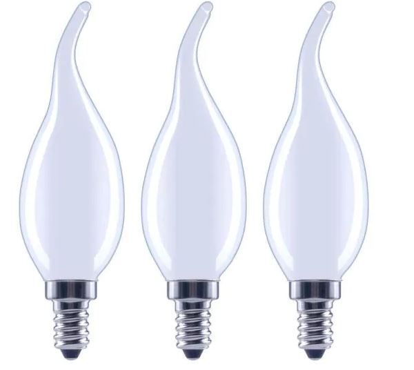 Photo 1 of 60-Watt Equivalent B11 Dimmable Bent Tip Candle Frosted Glass Filament LED Vintage Edison Light Bulb Soft White(3-Pack) 4 Boxes