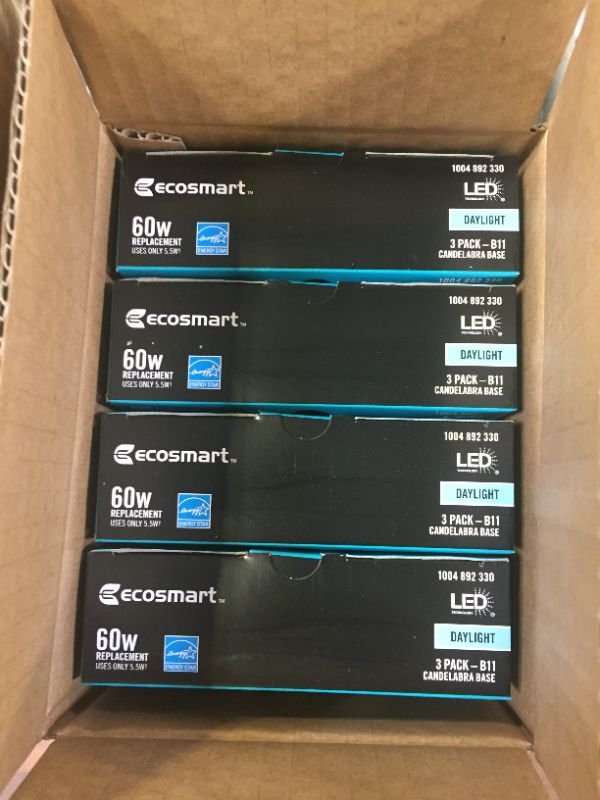 Photo 3 of 60-Watt Equivalent B11 Dimmable ENERGY STAR Frosted Glass Filament LED Vintage Edison Light Bulb Daylight (3-Pack) 4 BOxes