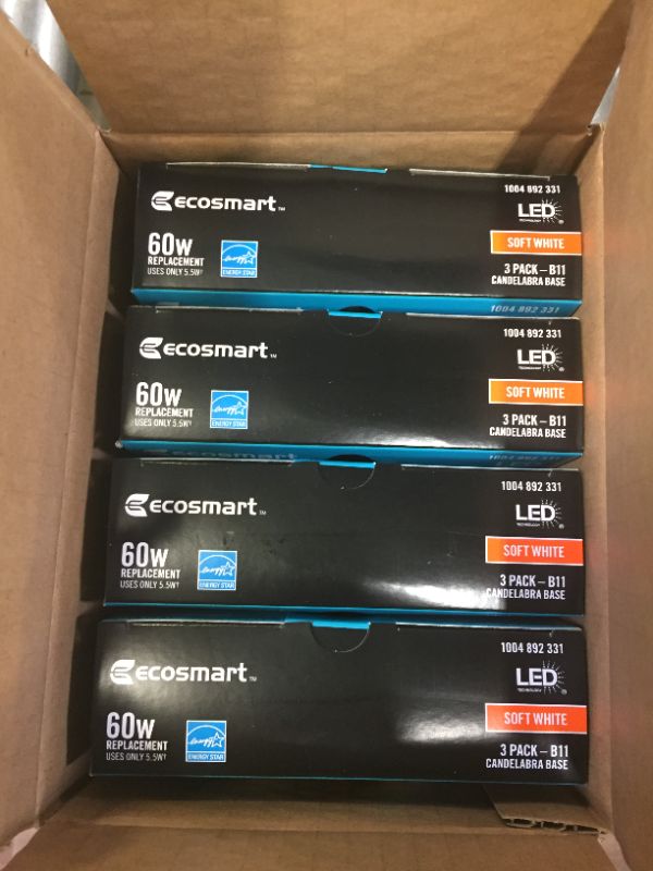 Photo 3 of 60-Watt Equivalent B11 Dimmable ENERGY STAR Frosted Glass Filament Vintage Edison LED Light Bulb Soft White (3-Pack) 4 Boxes