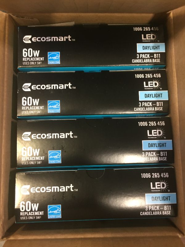 Photo 3 of 60-Watt Equivalent B11 Dimmable Flame Bent Tip Frosted Glass Filament LED Vintage Edison Light Bulb Daylight (3-Pack) 4 Boxes