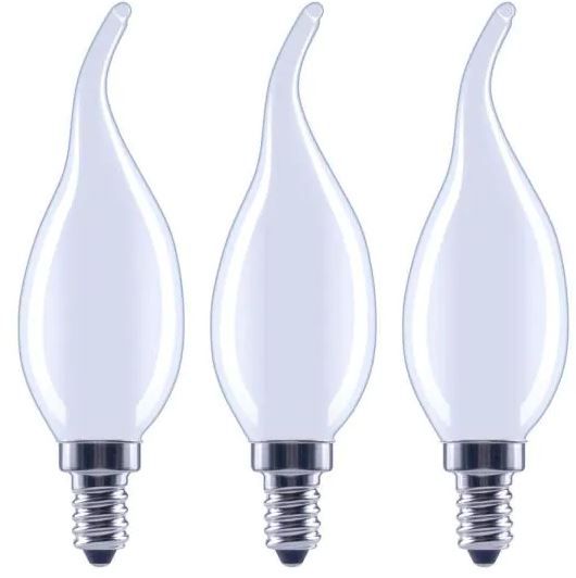 Photo 1 of 60-Watt Equivalent B11 Dimmable Flame Bent Tip Frosted Glass Filament LED Vintage Edison Light Bulb Daylight (3-Pack) 4 Boxes