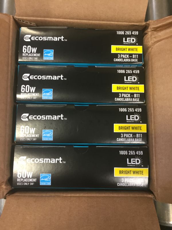 Photo 3 of 60-Watt Equivalent B11 Dimmable Flame Bent Tip Clear Glass Filament LED Vintage Edison Light Bulb Bright White (3-Pack) 4 Boxes