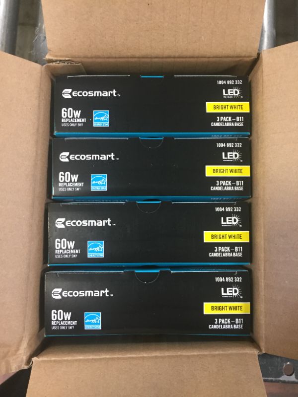 Photo 3 of 60-Watt Equivalent B11 Dimmable ENERGY STAR Clear Glass Filament LED Vintage Edison Light Bulb Bright White (3-Pack) 4 Boxes
