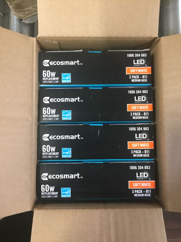 Photo 2 of 60-Watt Equivalent B11 Dimmable Blunt Tip Candle Clear Glass Filament LED Vintage Edison Light Bulb Soft White (3-Pack) 4 Boxes